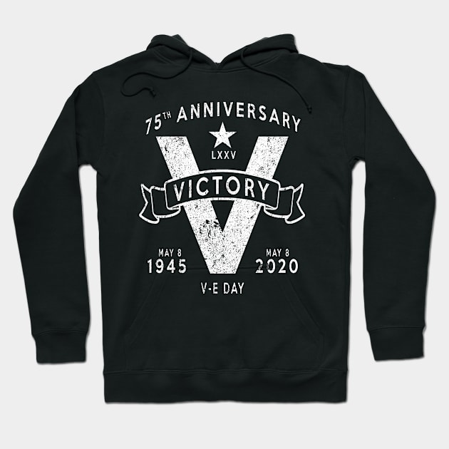 V-E Day 75th Anniversary V for Victory Vintage White Hoodie by DesignedForFlight